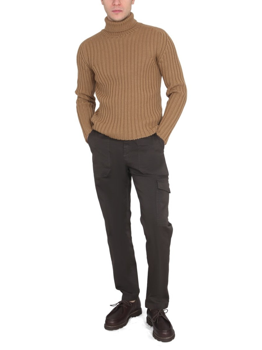 Ten C Brown Ribbed Turtleneck Sweater