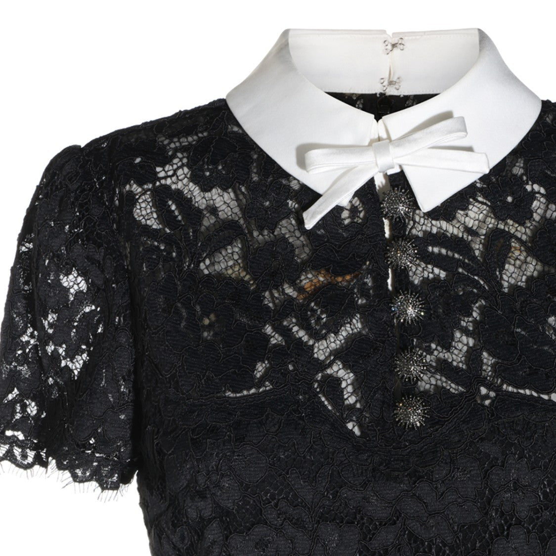Self-Portrait Lace Bow Collar Belted Day Dress