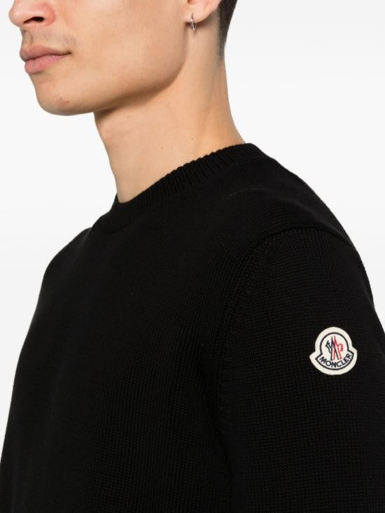 Moncler Crewneck Sweater With Ribbed Detailing And Discreet Logo