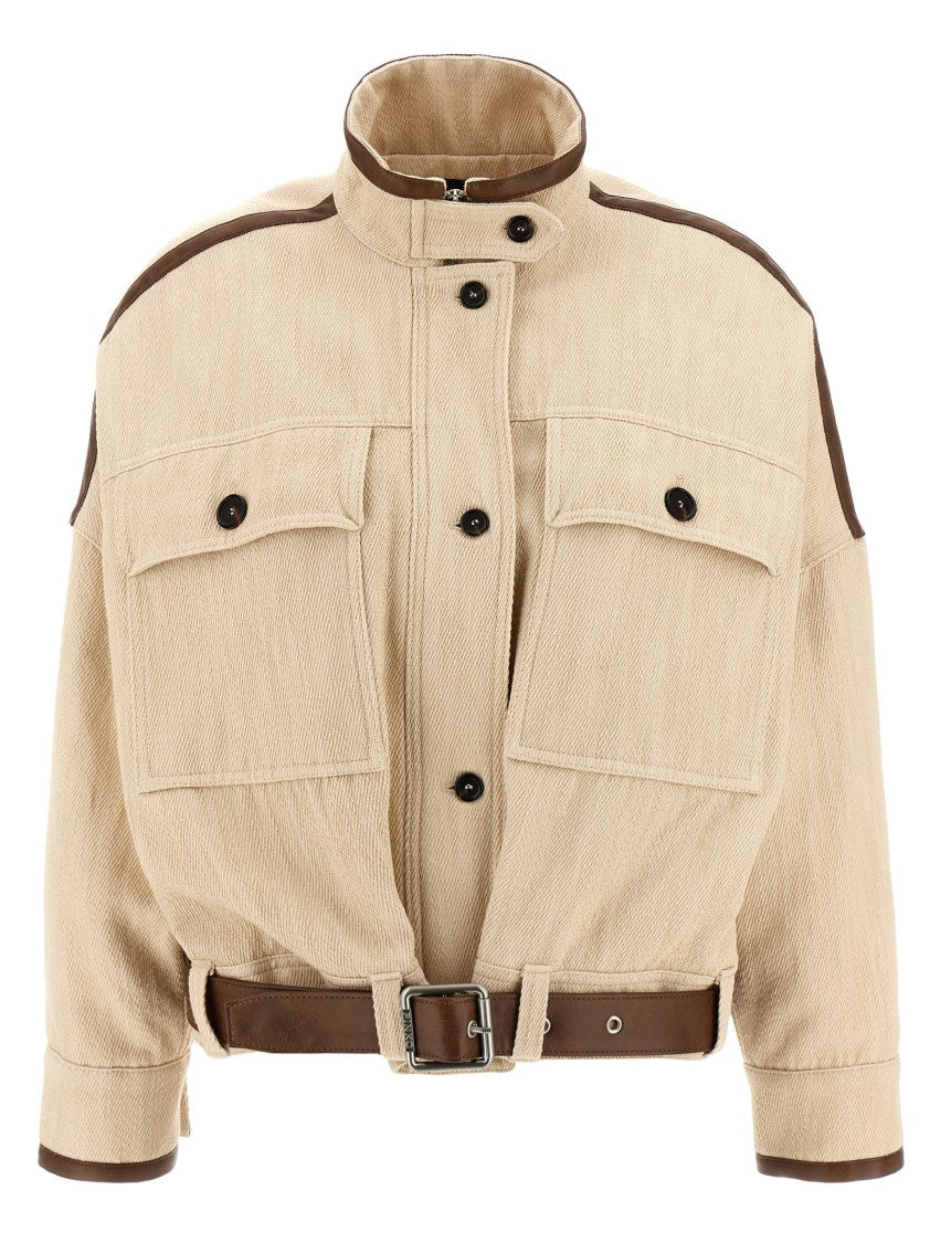 Pinko Diagonal Blend Blouson With Leather-Effect Detailing