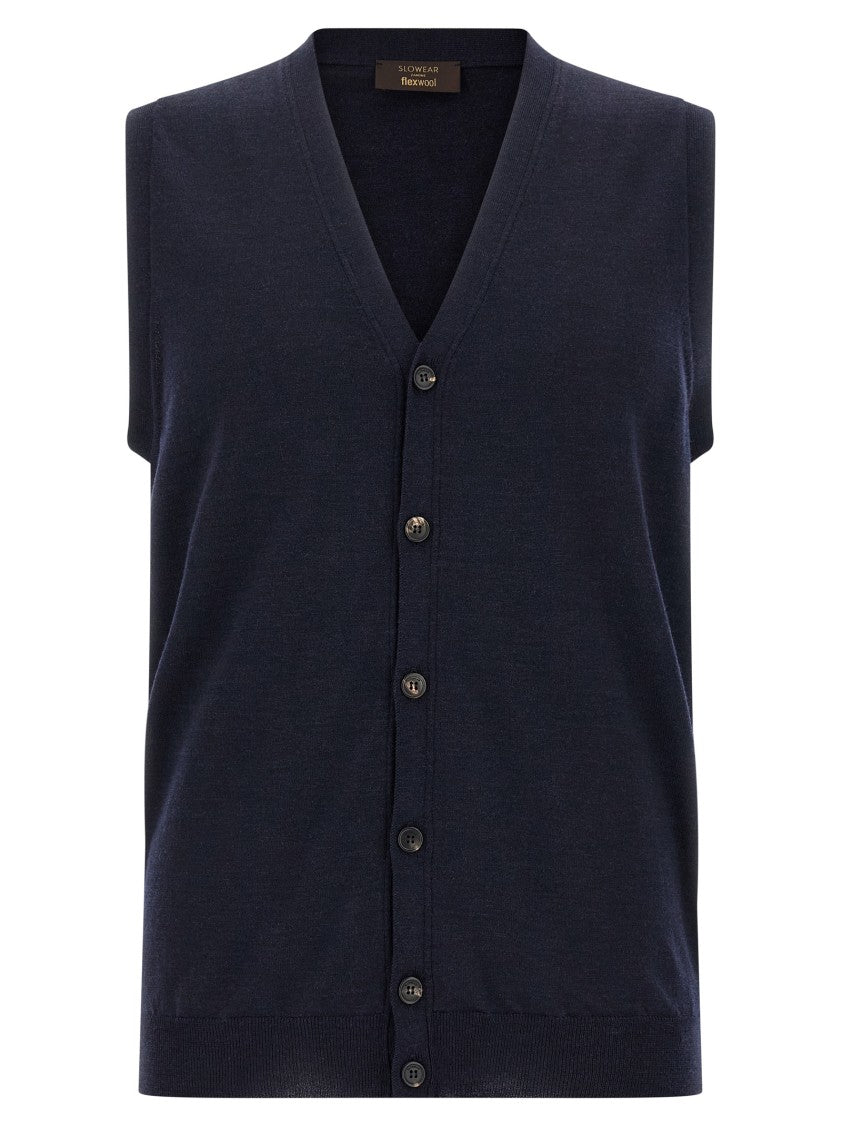 Zanone Flexwool V-Neck Vest With Front Button Closure