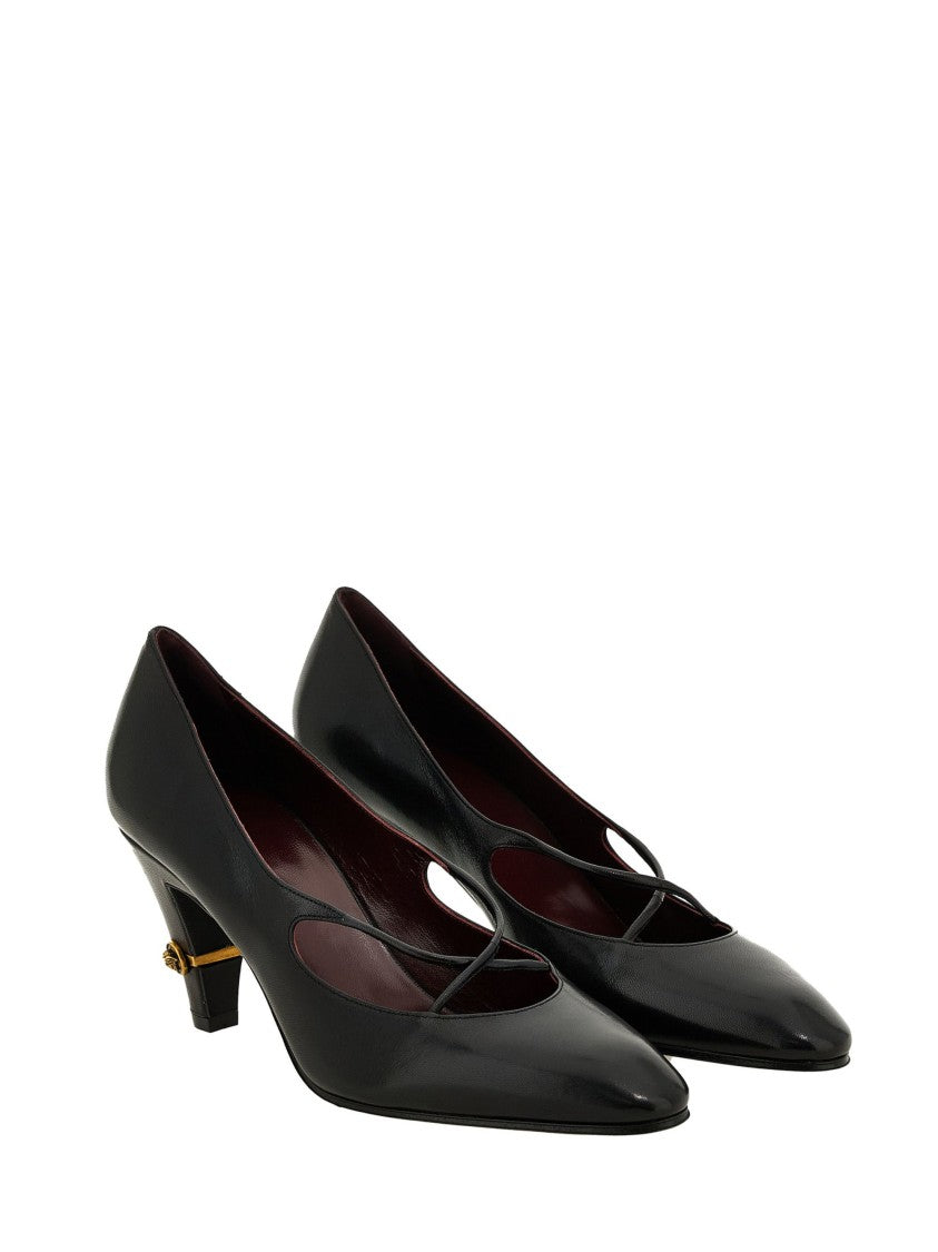 Versace Black Gold Detail Leather Pumps