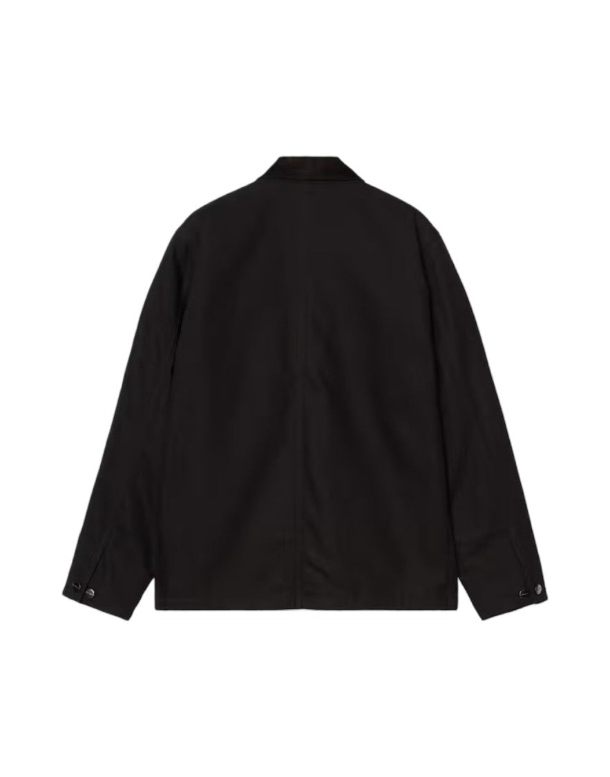 Carhartt Wip Button-Up Black Michigan Coat With Structured Collar