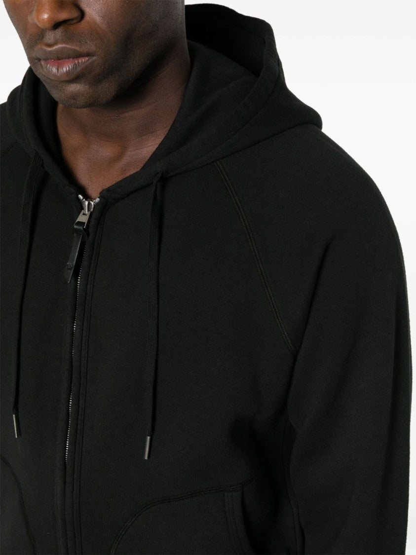 Tom Ford Black Hooded Sweatshirt With Front Zipper