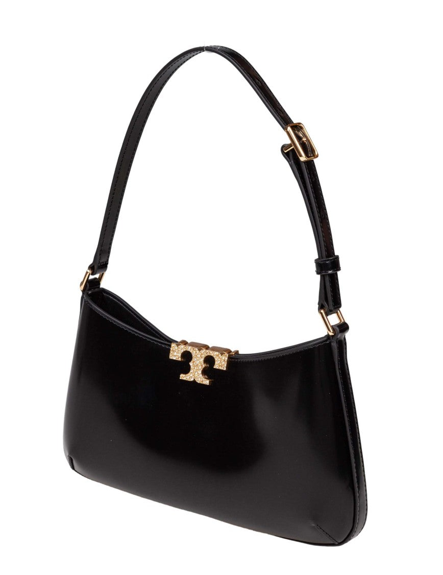 Tory Burch Eleanor Pave Slim Smooth Leather Shoulder Bag, Black