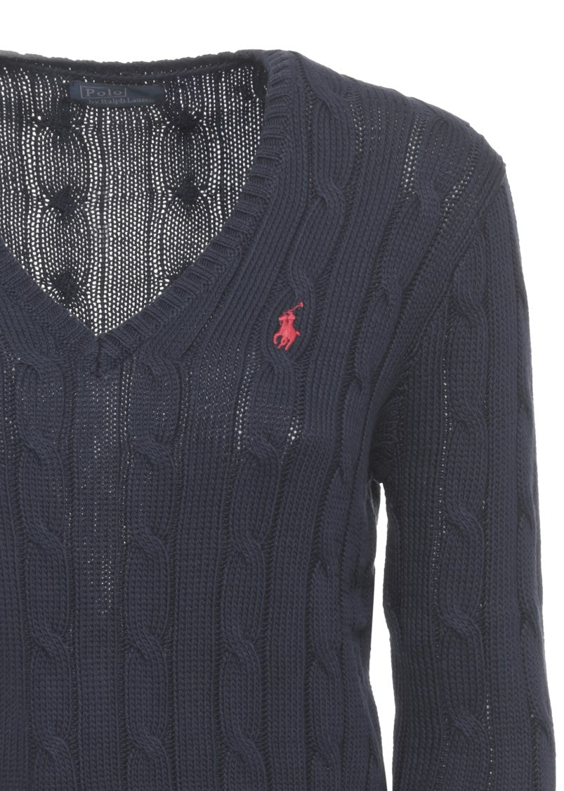 Polo Ralph Lauren Blue Pony Braided Cotton Sweater