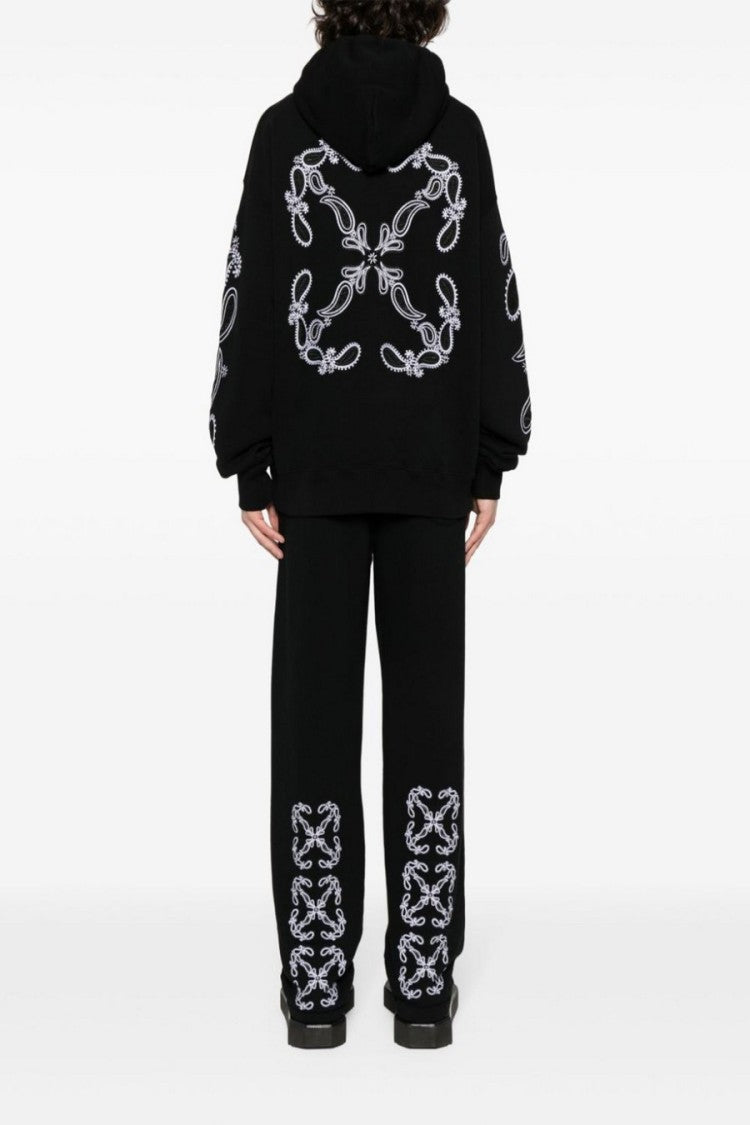 Off-White Black Bandana Arrow Embroidered Cotton Sweatpants