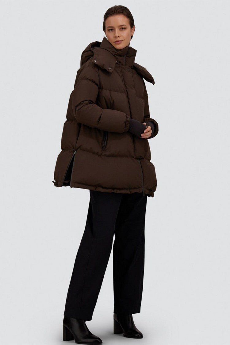 Herno Dark Brown Hooded Polyester Puffer Jacket