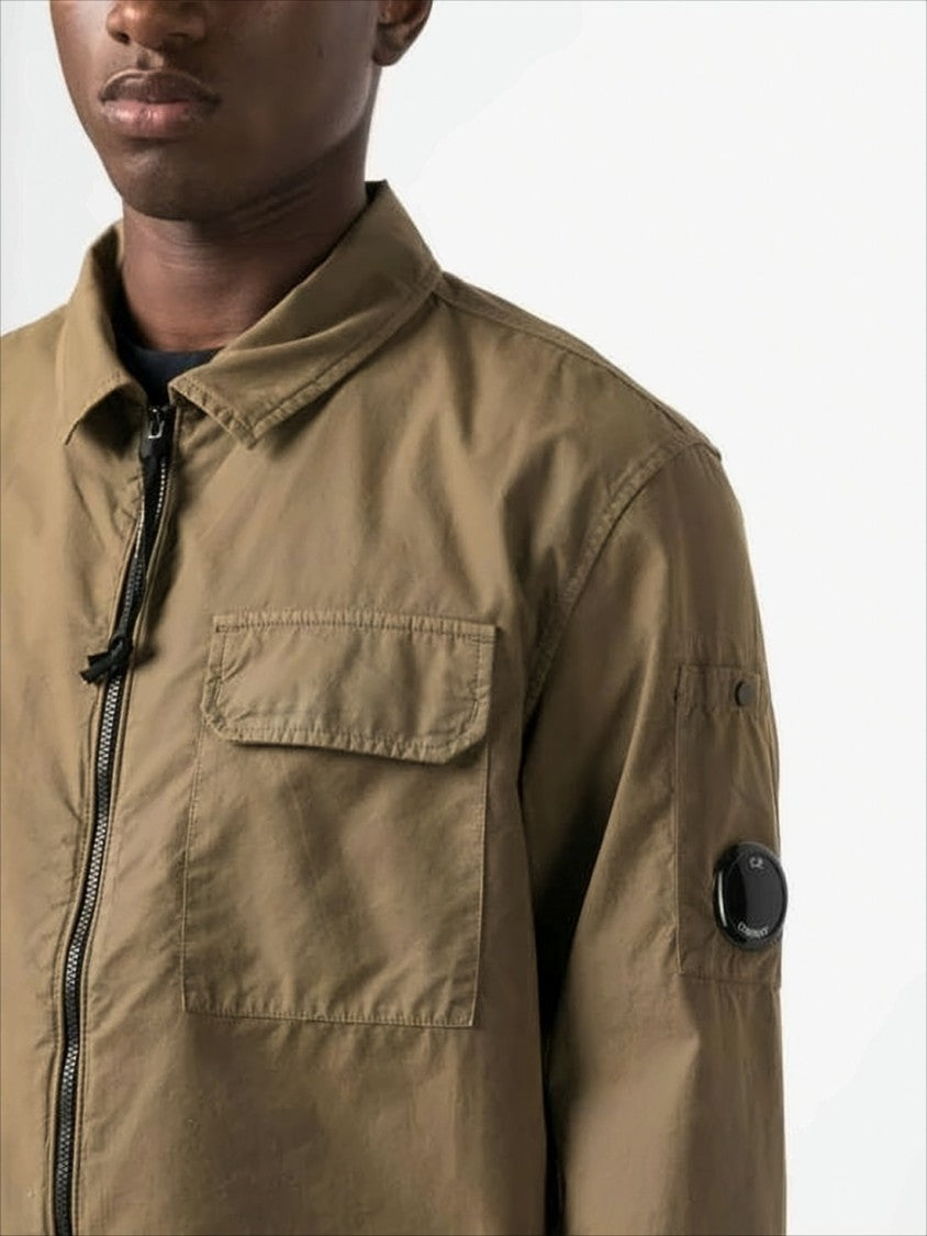 C.P. Company Structured Brown Casual Jacket With Iconic Lens Detail
