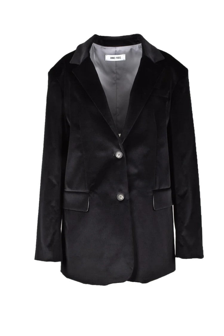 Annie Paris Tailored Black Velvet Jacket