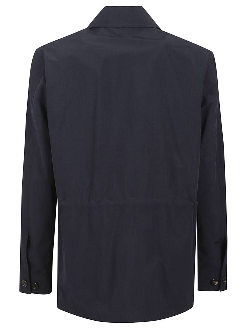 Burberry Structured Blue Polyamide Coat With Classic Collar
