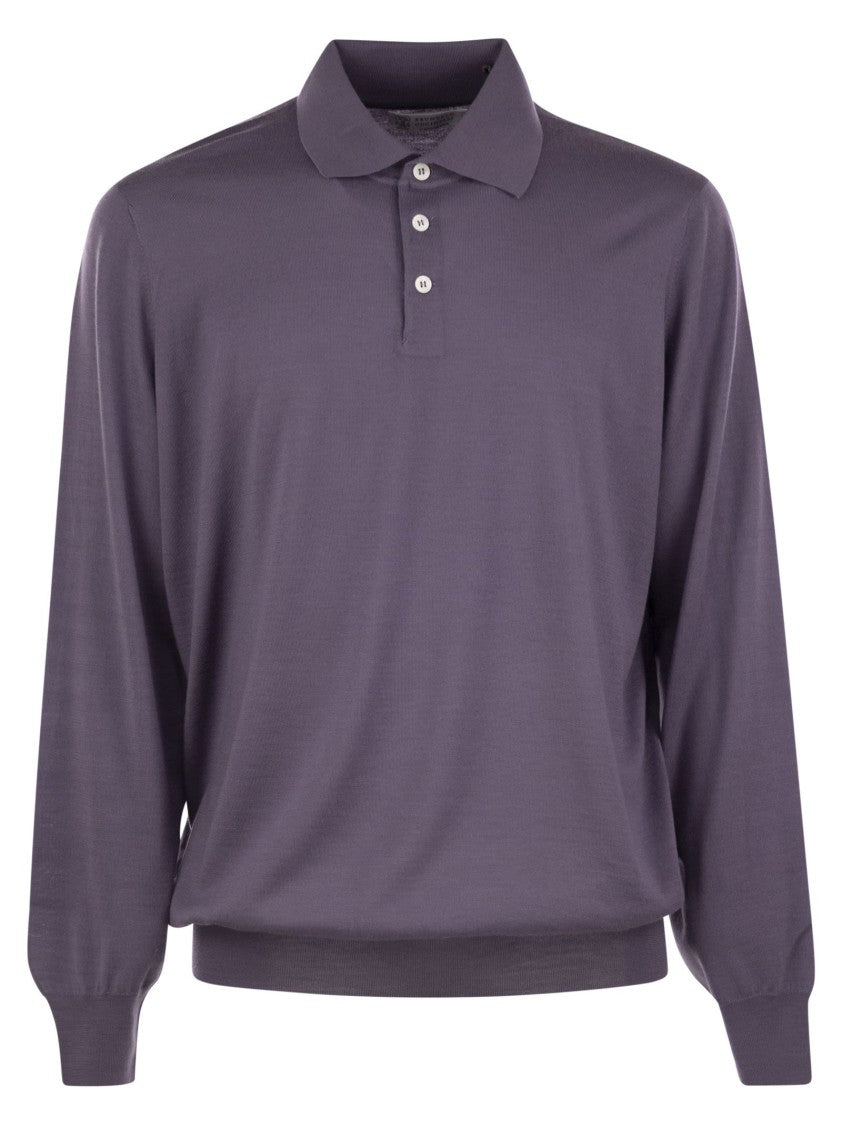 Brunello Cucinelli Polo Style Virgin Wool And Cashmere Sweater