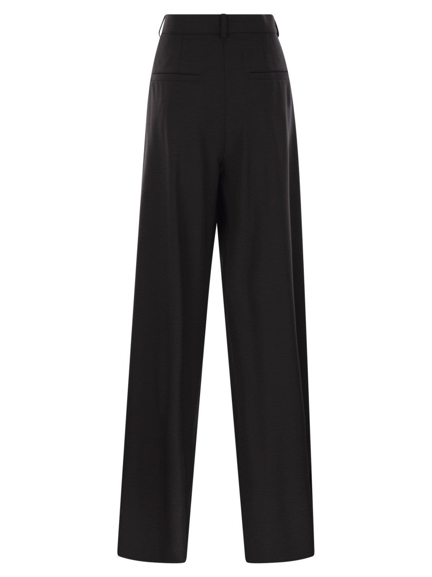 Sportmax Wide Leg Wool Trousers With Customised Press Studs