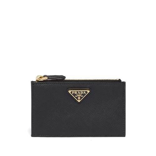 Prada Leather Logo-Plaque Card Holder