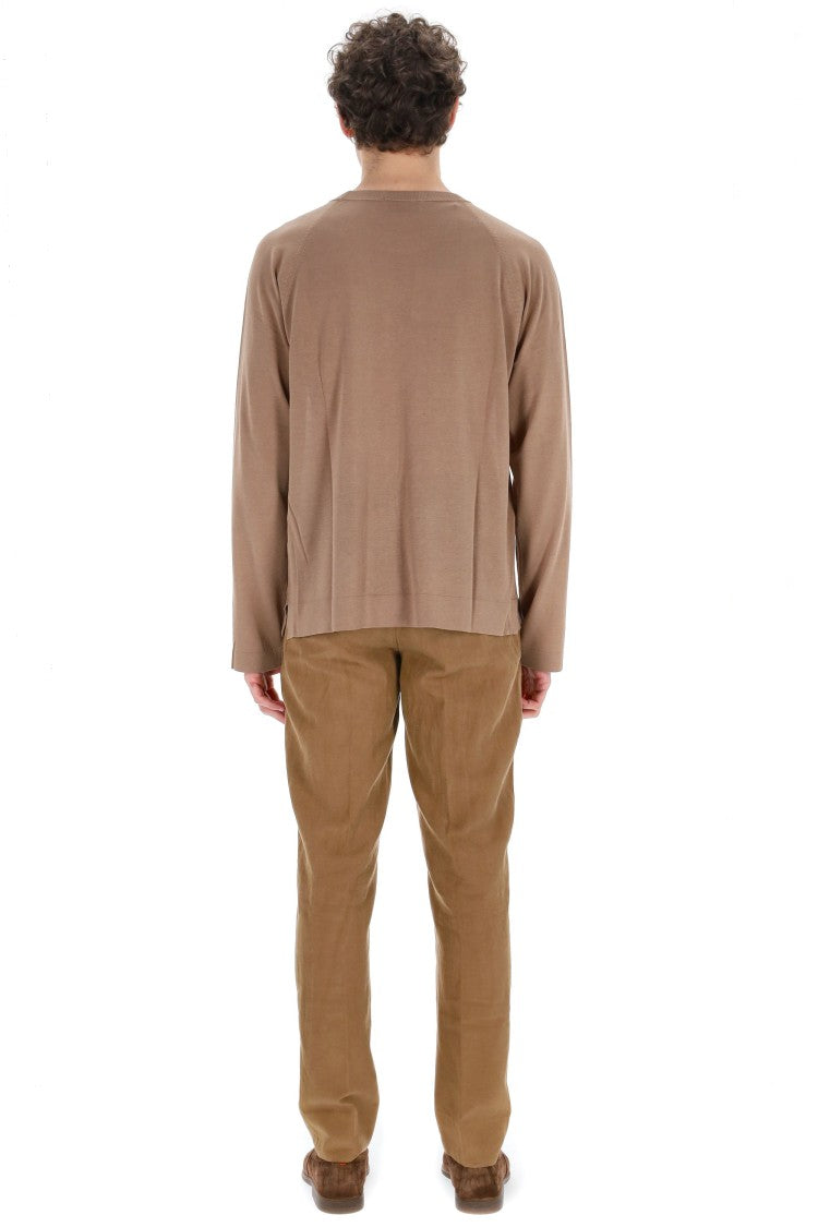 Officine Generale Lyocell-Cotton-Silk Crewneck Sweater