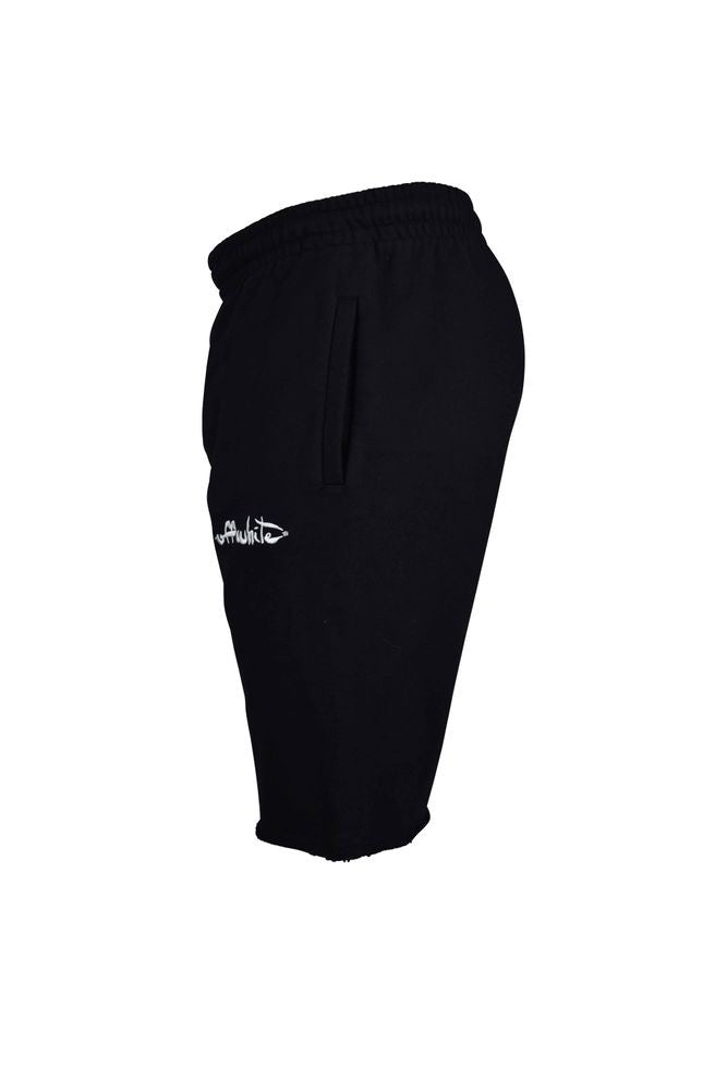 Off-White Solid Black Shorts With Elastic Waistband