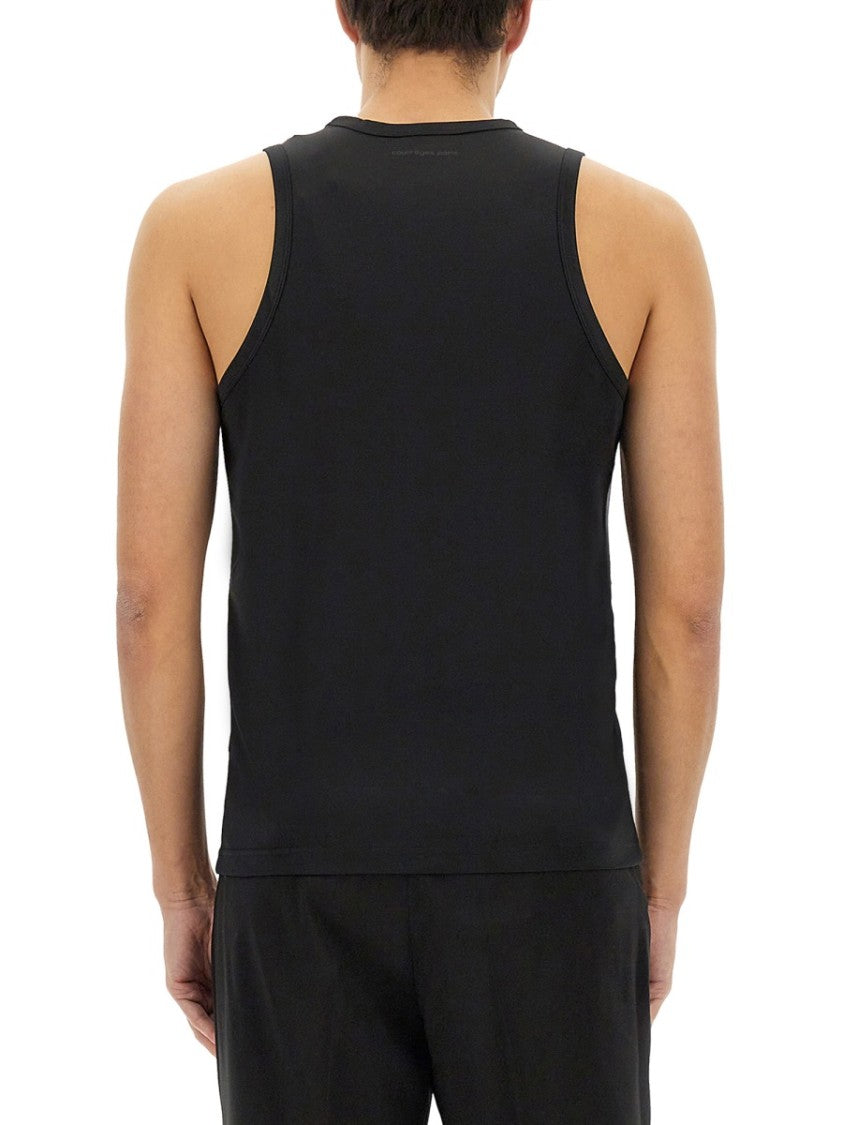 Courrèges Fitted Black Tank Top With Rounded Neckline