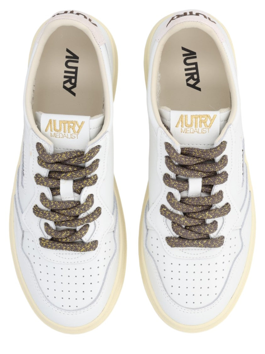 Autry Medalist Low Perforated Textured Laces Leather Sneakers