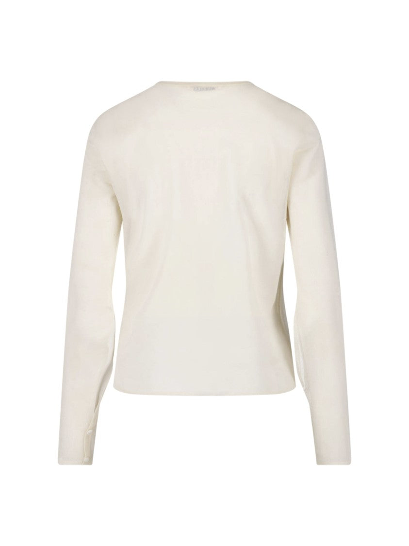 Auralee Silk Cardigan With Semi-Transparent Design And Button Closure