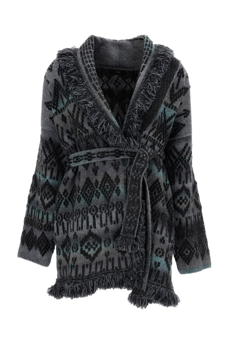 Alanui Charcoal Time To Shine Lurex Jacquard Cardigan