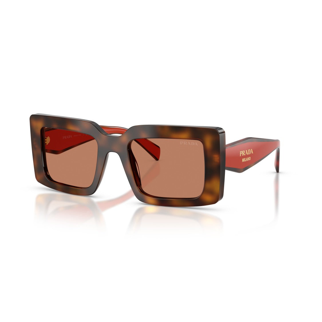 Prada 0Pr D01s Bold Rectangular Tortoiseshell Acetate Sunglasses