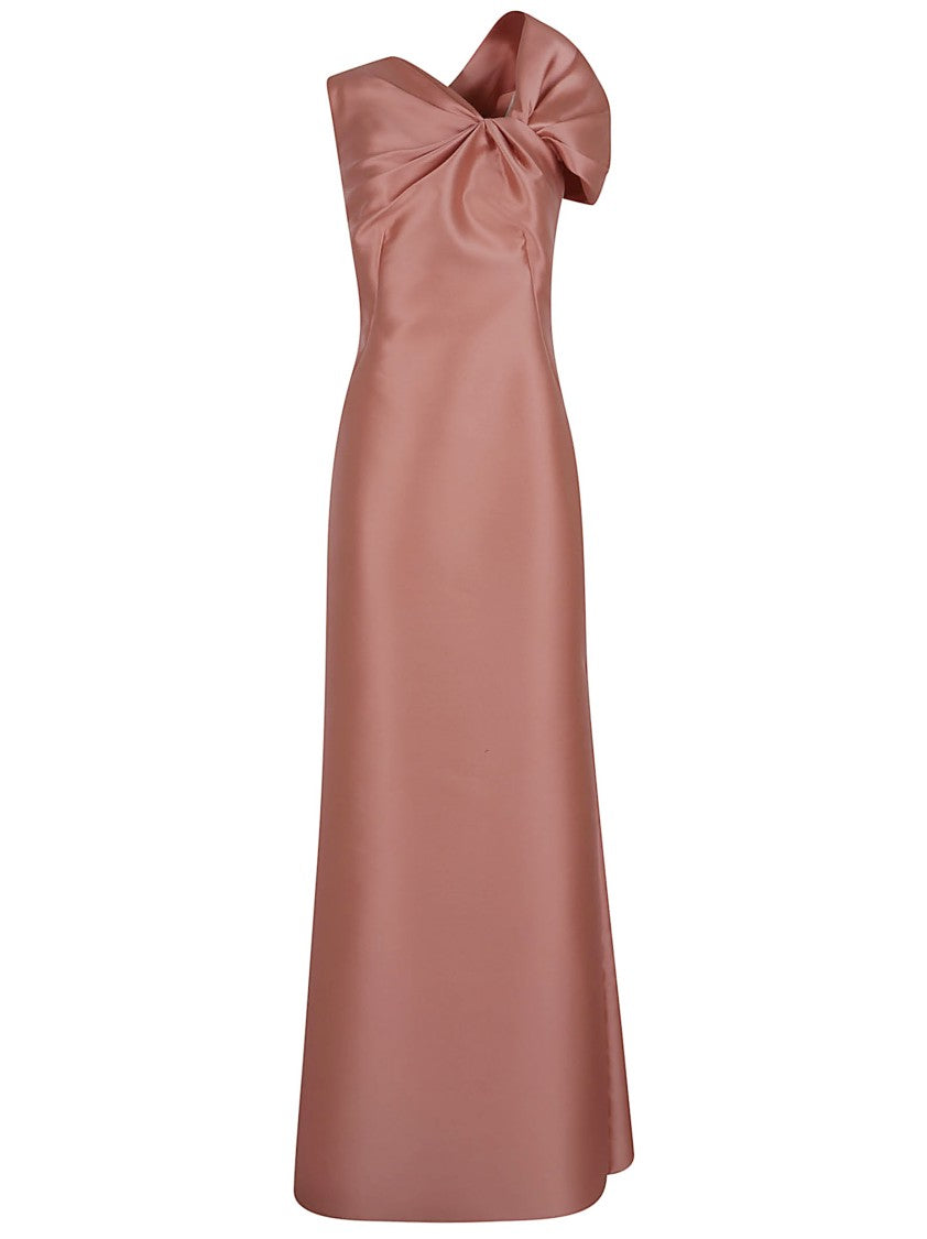 Alberta Ferretti Silk Mikado Long Dress With Knot Detail