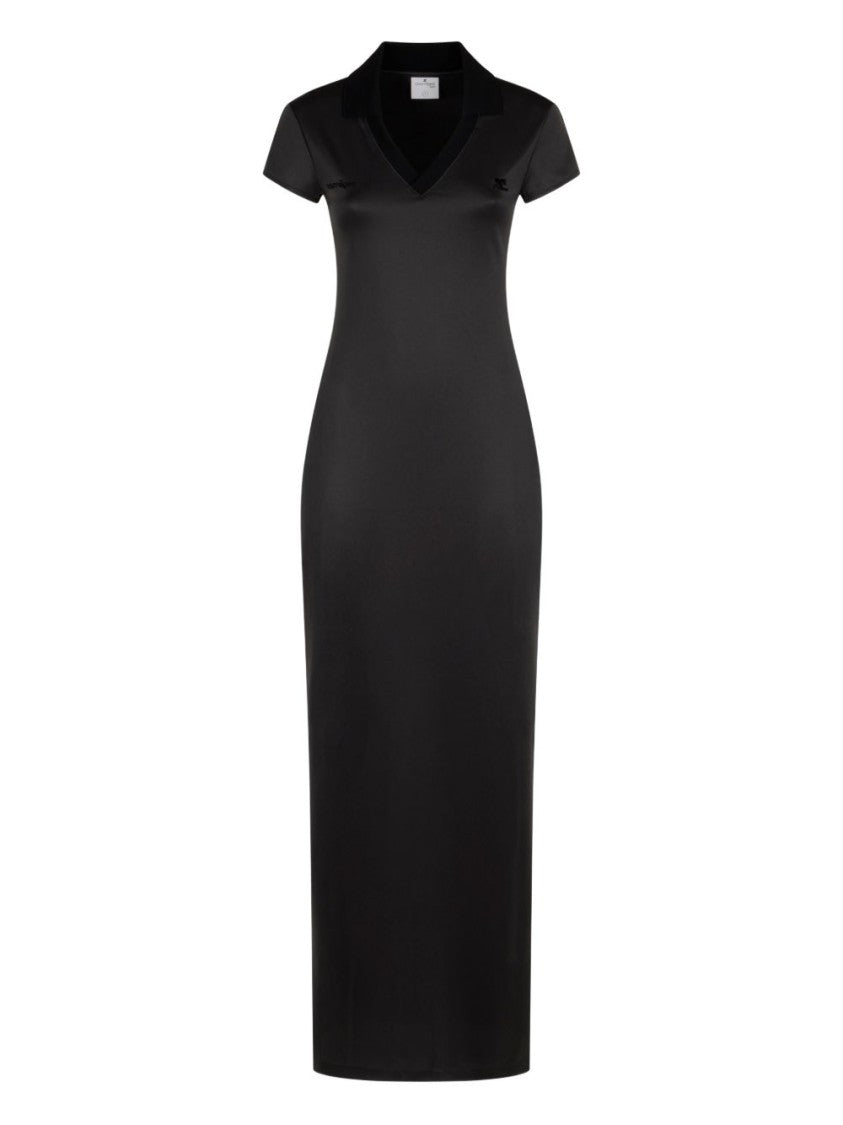 Courrèges V-Neck Midi Dress With Embroidered Logo