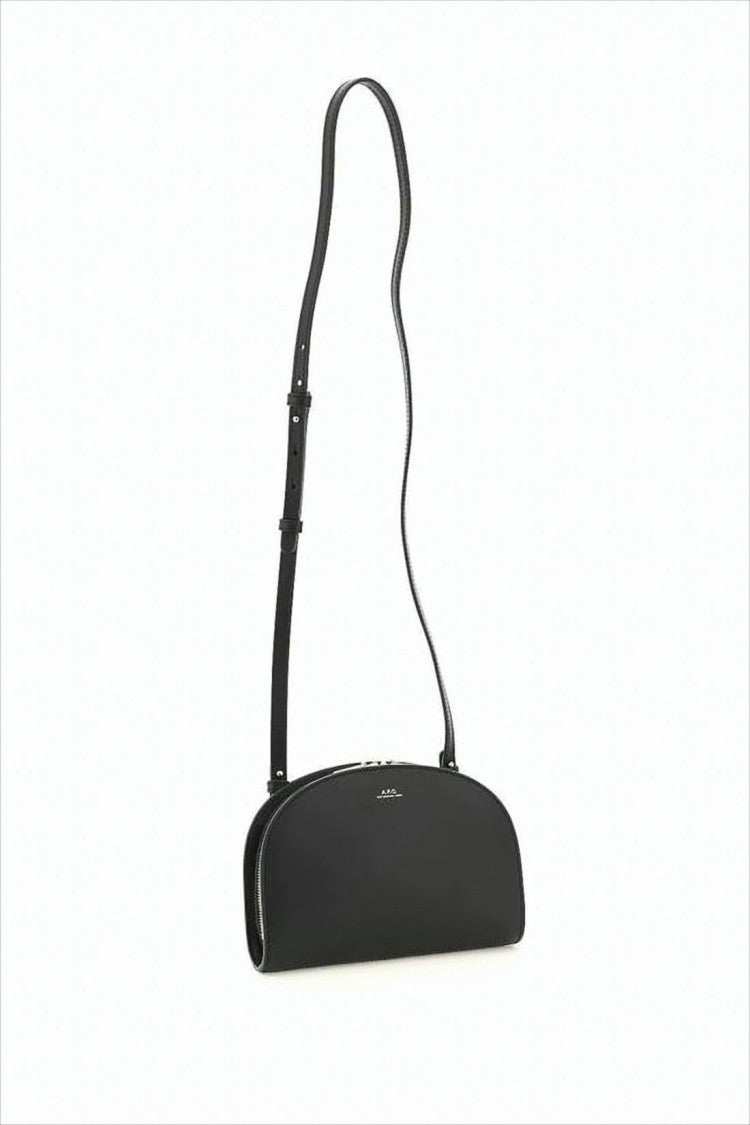 A.P.C. Semi-Circular Black Leather Crossbody Bag