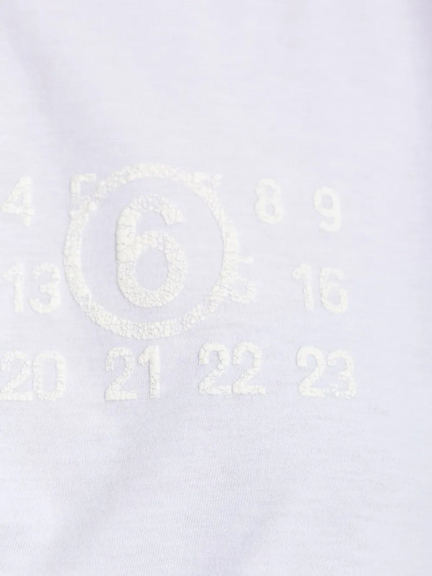 Mm6 By Maison Margiela Casual White Cotton T-Shirt With Crew Neck Design