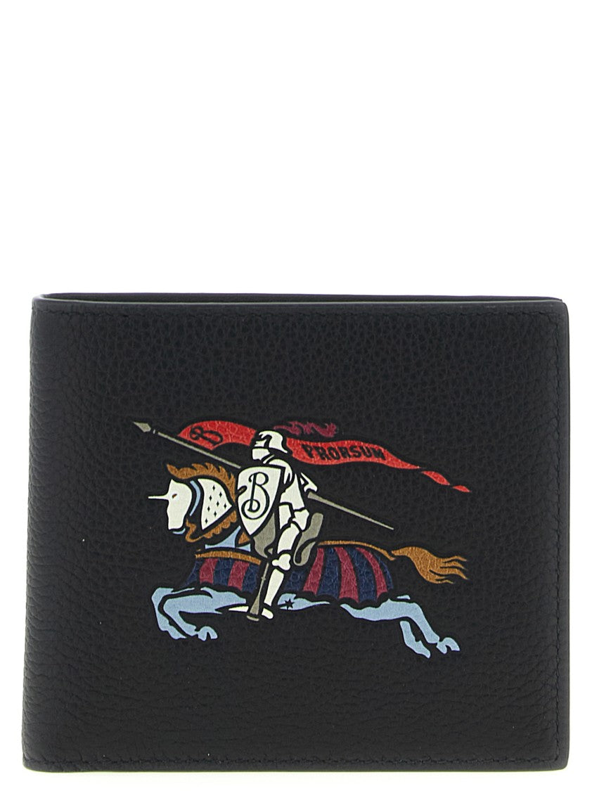 Burberry Bifold Hammered Leather Wallet With Print And Logo