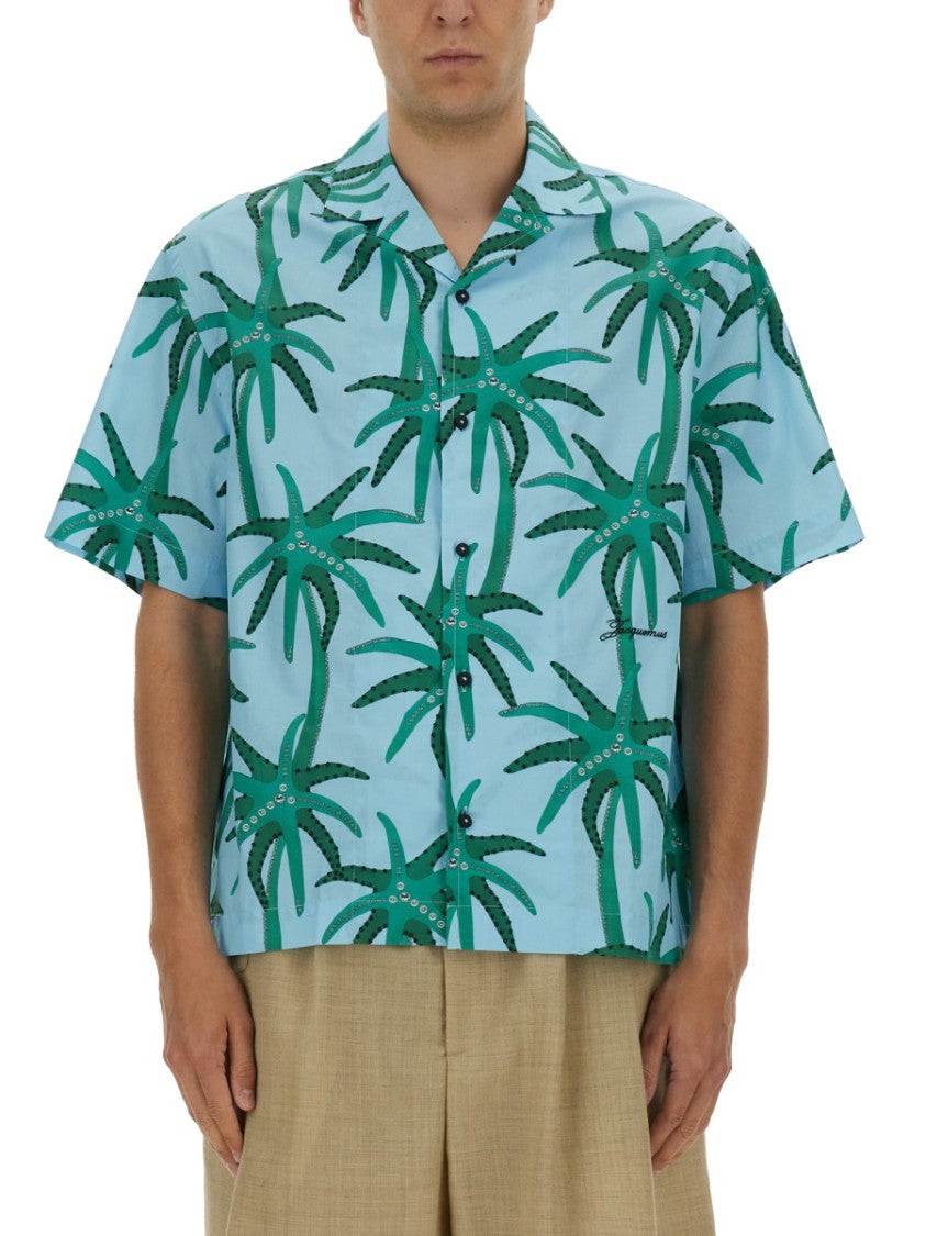 Jacquemus Short-Sleeved Shirt With Tropical Palm Tree Print