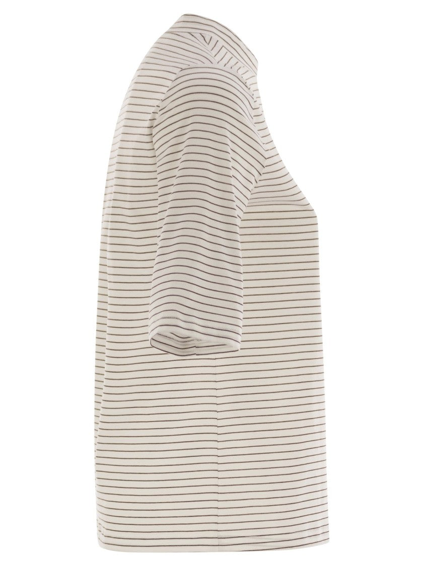 Peserico Striped Cotton Jersey T-Shirt