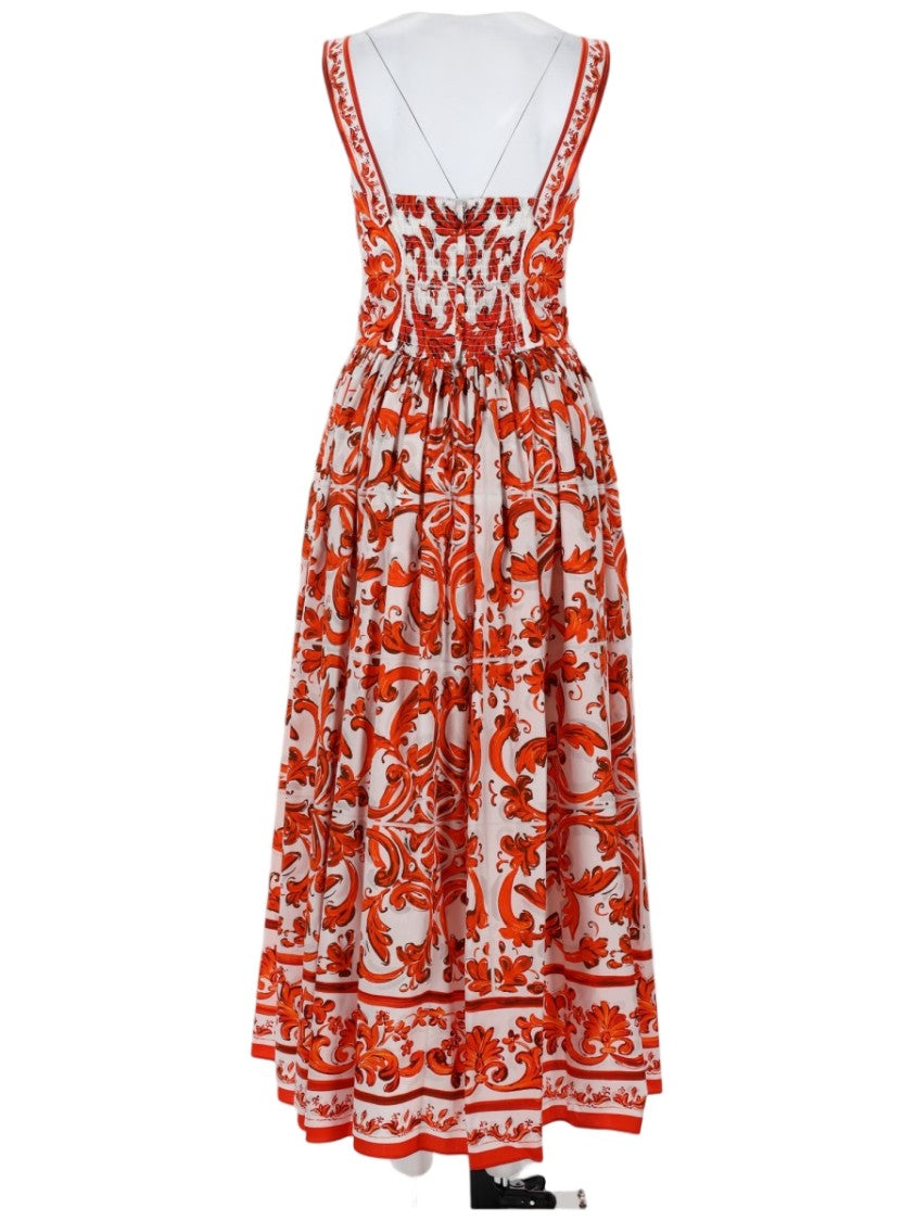 Dolce & Gabbana Maxi Dress In Cotton Popeline With Baroque Print