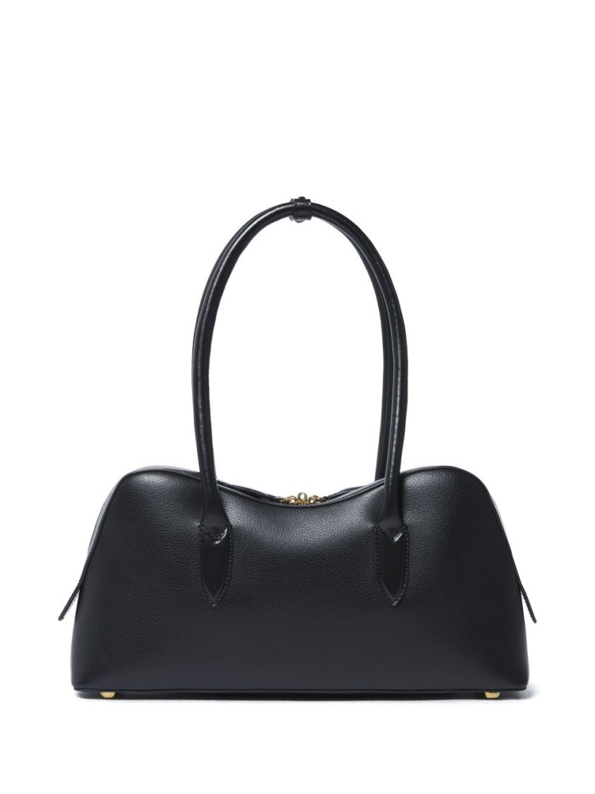 Stella Mccartney Sleek Black Handbag With Gold-Tone Hardware And Padlock Detail
