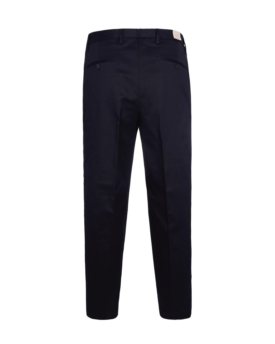 Briglia Navy Blue Tailored Cotton Trousers