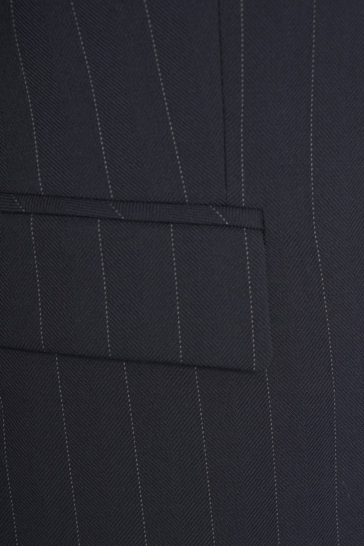 Pinko Slim-Fit Pinstripe Blazer With Modern High Collar