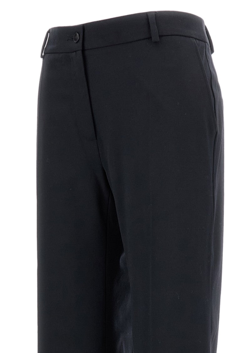 Alberto Biani Tailored Stretch Wool Trousers With Ankle-Length Leg And Turned-Up Hem
