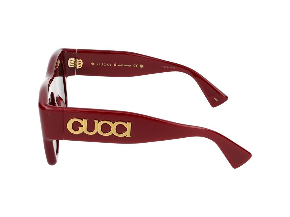 Gucci Burgundy Oversized Square Burgundy Acetate Sunglasses