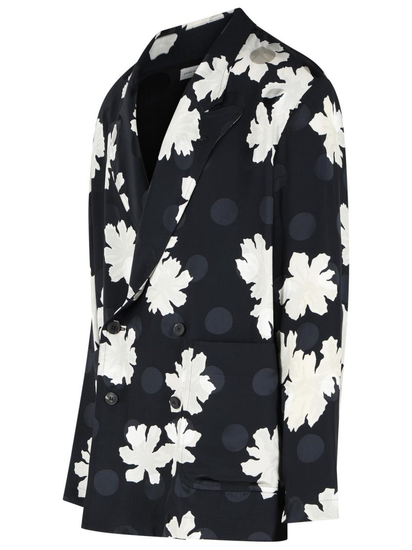 Dries Van Noten Black Caplans Viscose Floral Blazer