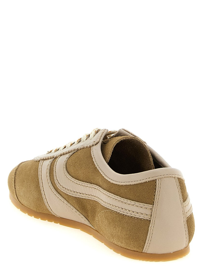 Dries Van Noten Suede Sneakers With Scalloped Leather Details