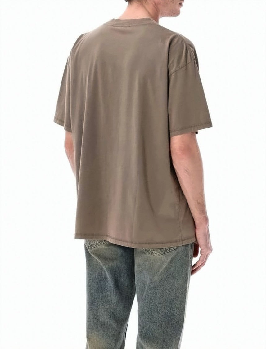 Represent Relaxed-Fit Brown T-Shirt With Embroidered Logo