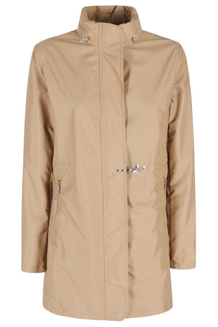Fay Cappuccino New Virginia High-Neck Drawstring Polyester Jacket