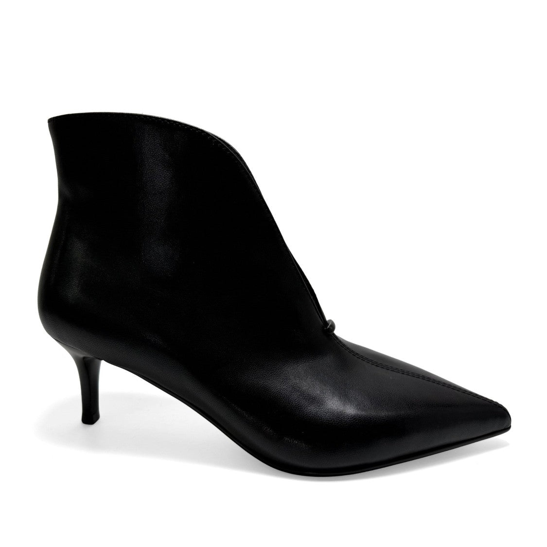 Sergio Moretti Black Pointed Toe Mid-Height Stiletto Leather Pumps