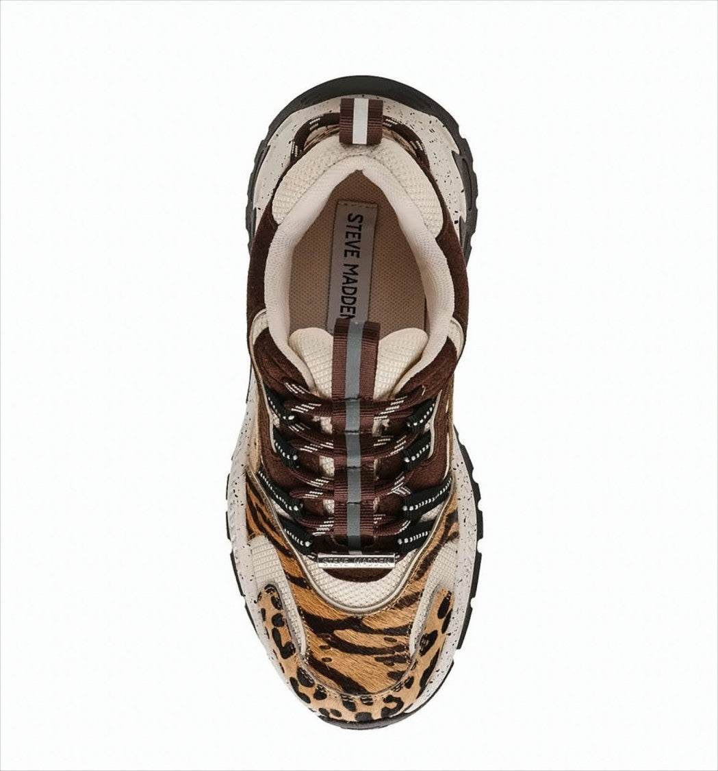 Steve Madden Leopard Print Sneakers With Suede-Like Panels