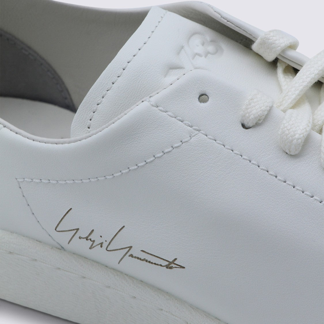 Y-3 White Leather Low-Top Sneakers