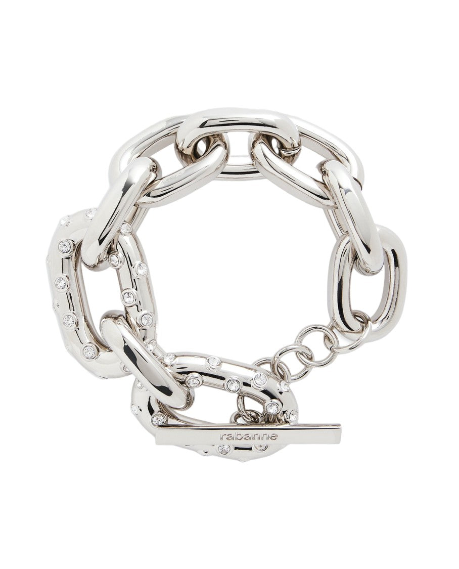 Rabanne Polished Silver Chain Bracelet With Interlaced Links