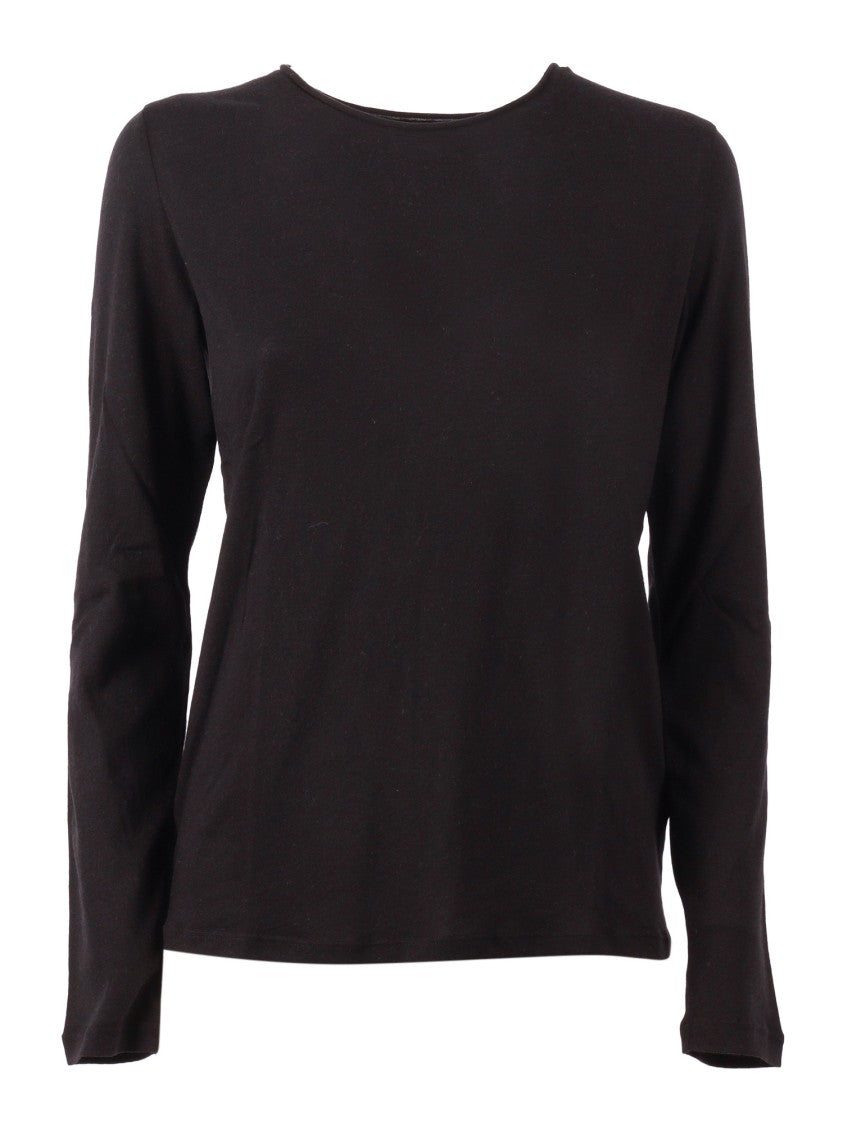 Filatures Du Lion Black Fitted Crew Neck T-Shirt
