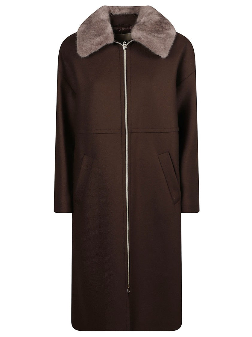Herno Long Plush-Collared Down Jacket With Straight Silhouette