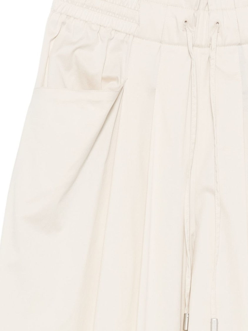 Pt Torino Off-White Wide-Leg Pants With Elasticated Drawstring And Functional Pockets
