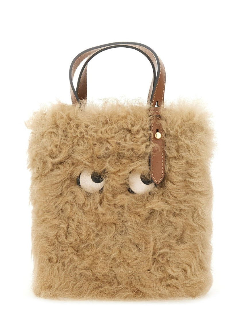 Anya Hindmarch N/S Mini Eyes Shearling Tote Bag